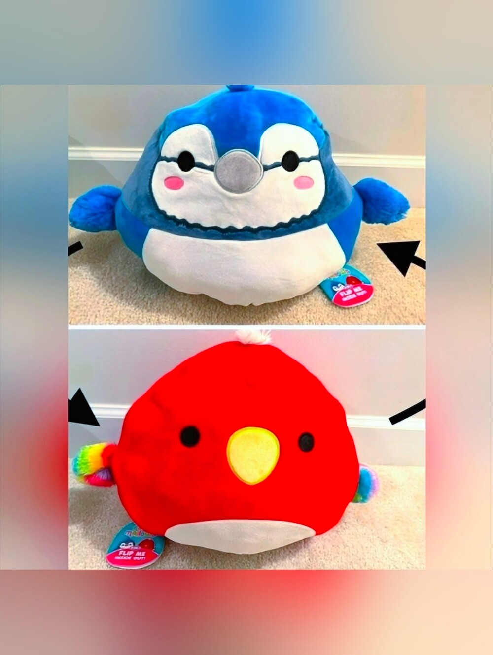 Nwt Rare 2021 Squishmallow Bobs And Paco Large 16" 2 In 1 Flip 🙃 Mallow